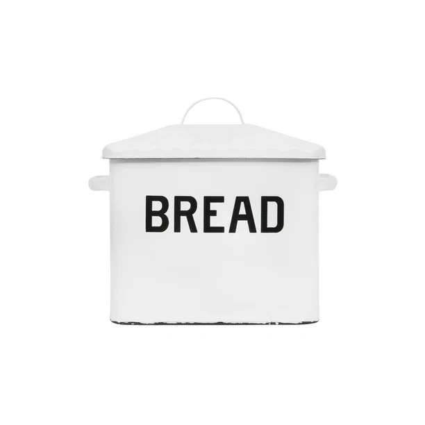 Creative Co-Op Enameled Metal Bread Box with Lid and Handles; Rustic Farmhouse Storage for Kitche... | Walmart (US)