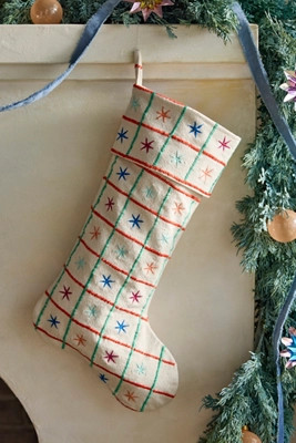 Embroidered Stars Cotton Stocking | Anthropologie (US)