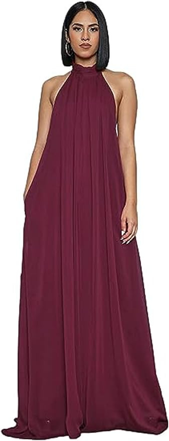 loveimgs Women's Summer Halter Neck Backless Wide Legs Loose Fit Sleeveless Boho Chiffon Overalls... | Amazon (US)