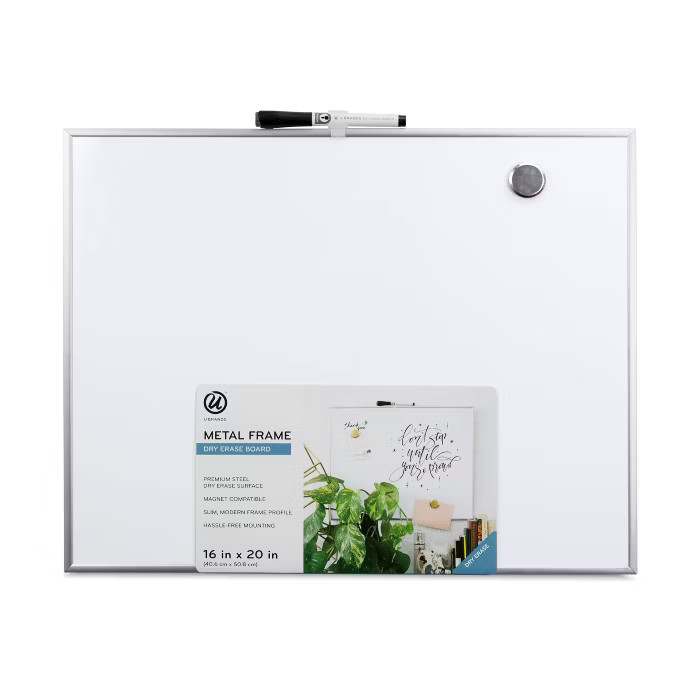 16" x 20" Magnetic Dry Erase Board Aluminum Frame - U-Brands | Target