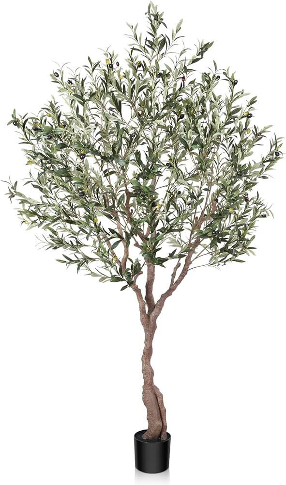 LOMANTO Olive Trees Artificial Indoor, 7Ft Artificial Olive Plants, Tall Faux Olive Tree, Fake To... | Amazon (US)