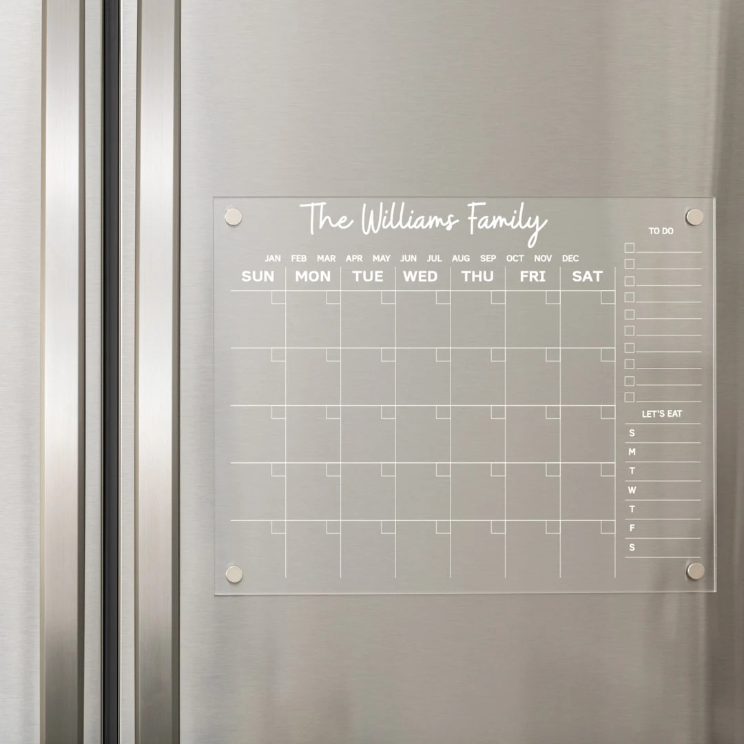 Magnetic Calendar for Fridge, Acrylic Calendar, Dry Erase Calendar, To Do List, Meal Planning | Etsy (US)