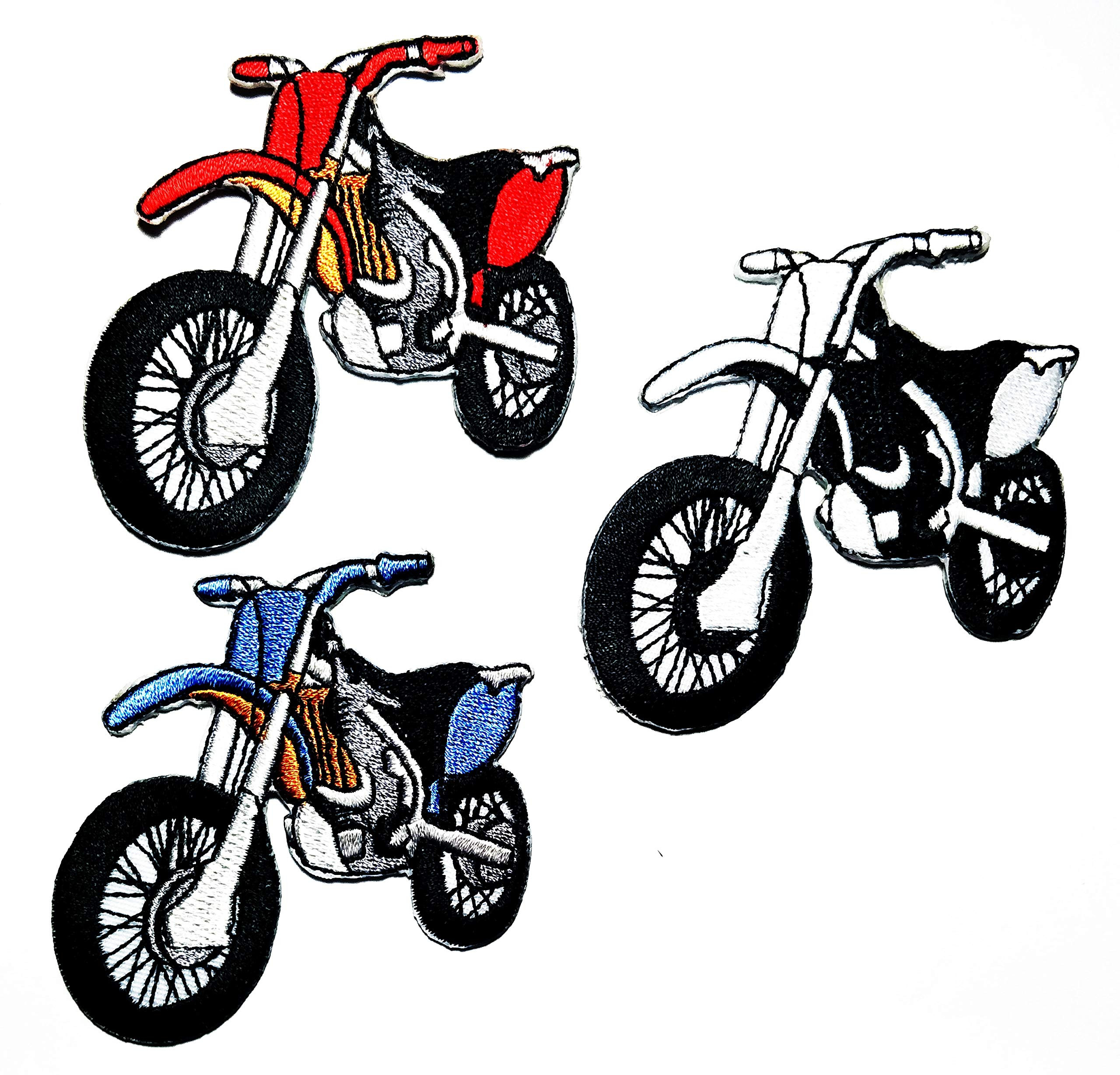 Set 3 Pcs. Motorcycle Motocross Racing Dirt Bike Off-Road Embroidery Patch Cartoon Kids Children ... | Amazon (US)