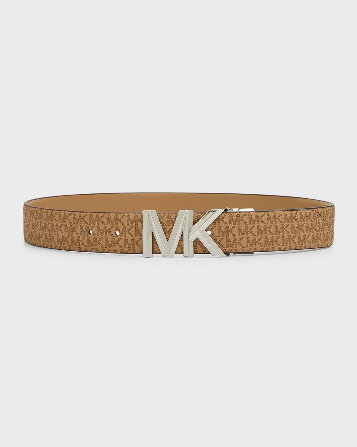 MK Logo Reversible Black Leather Belt | Neiman Marcus