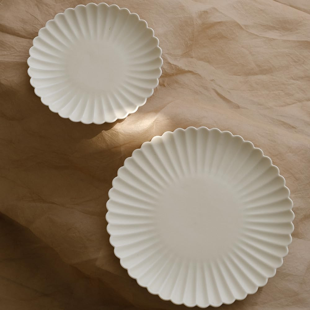 WENSHUO Daisy Plates Set of 6, 6.7-inch Round, Matte Crème (Appetizer Plate) | Amazon (US)