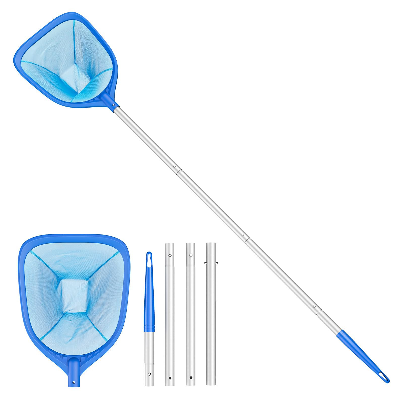 Swimming Pool Skimmer Net Total Length 57 inches, Leaf Rake Net with 4 Section Telescopic Aluminu... | Amazon (US)