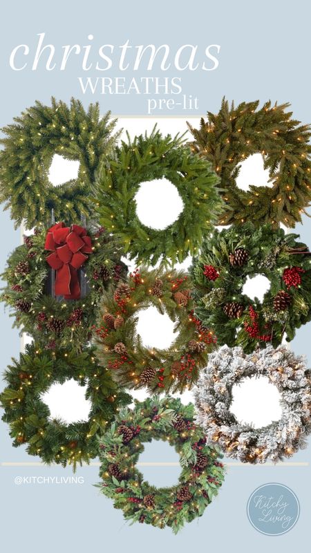 Pre-Lit Christmas Wreaths because Christmas is only 47 days away! #christmaswreath #christmasdecor #holidaydecor 

#LTKSeasonal #LTKHoliday #LTKhome