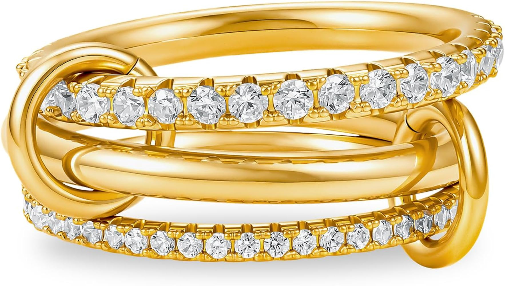 Cicy Bell Interlocking Ring for Women 18k Gold Plated CZ Stack Ring Set | Amazon (US)