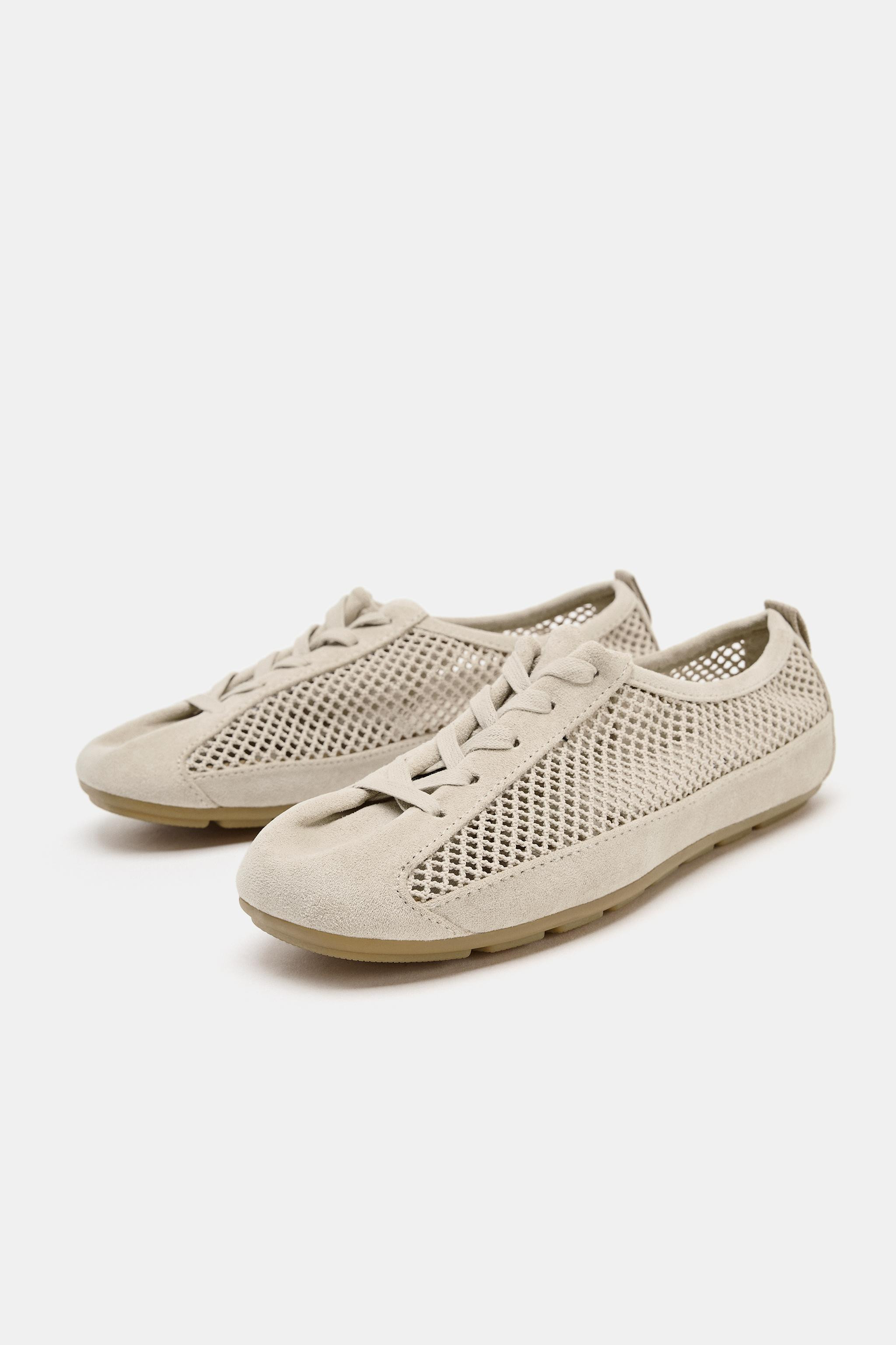 Sneaker-style shoes with a mesh body. Derby style. Lace-up closure. Back pull tab detail. Rounded... | Zara US