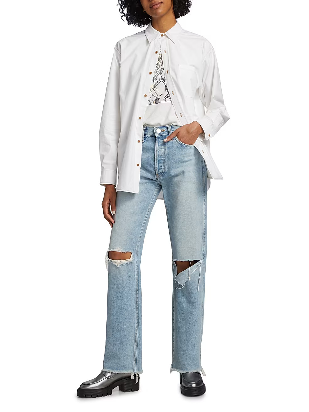 90s High-Rise Loose Straight Jeans | Saks Fifth Avenue