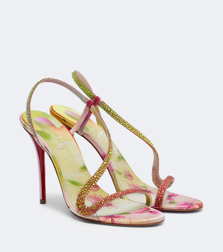 Christian Louboutin Rosalie embellished satin slingback sandals | Mytheresa (UK)