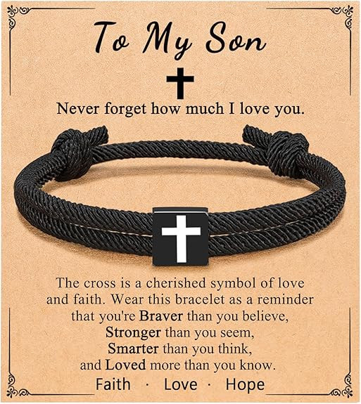 UNGENT THEM Cross Braided Rope Bracelet for Men Boys, Christmas Valentines Graduation Easter Chri... | Amazon (US)