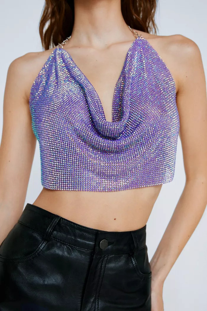 Diamante Chainmail Cowl Cami Top | Boohoo.com (UK & IE)