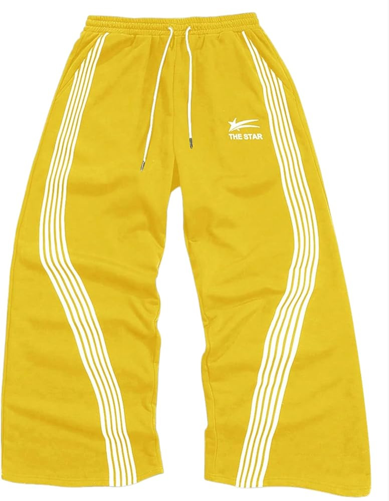QJQ Men's Wide Leg Baggy Sweatpants Vintage Y2K Striped Track Pants with Pockets Casual Streetwea... | Amazon (US)