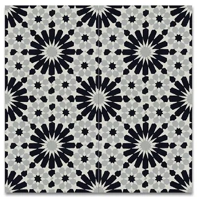 Agdal 8" x 8" Cement Tile in Black/Gray | Wayfair North America
