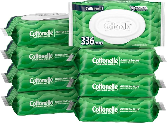 Cottonelle GentlePlus Flushable Wet Wipes with Aloe & Vitamin E, 8 Flip-Top Packs, 42 Wipes Per P... | Amazon (US)