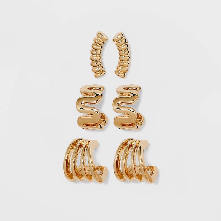 Mini Hoop Earring Set 3pc - A New Day™ Gold | Target
