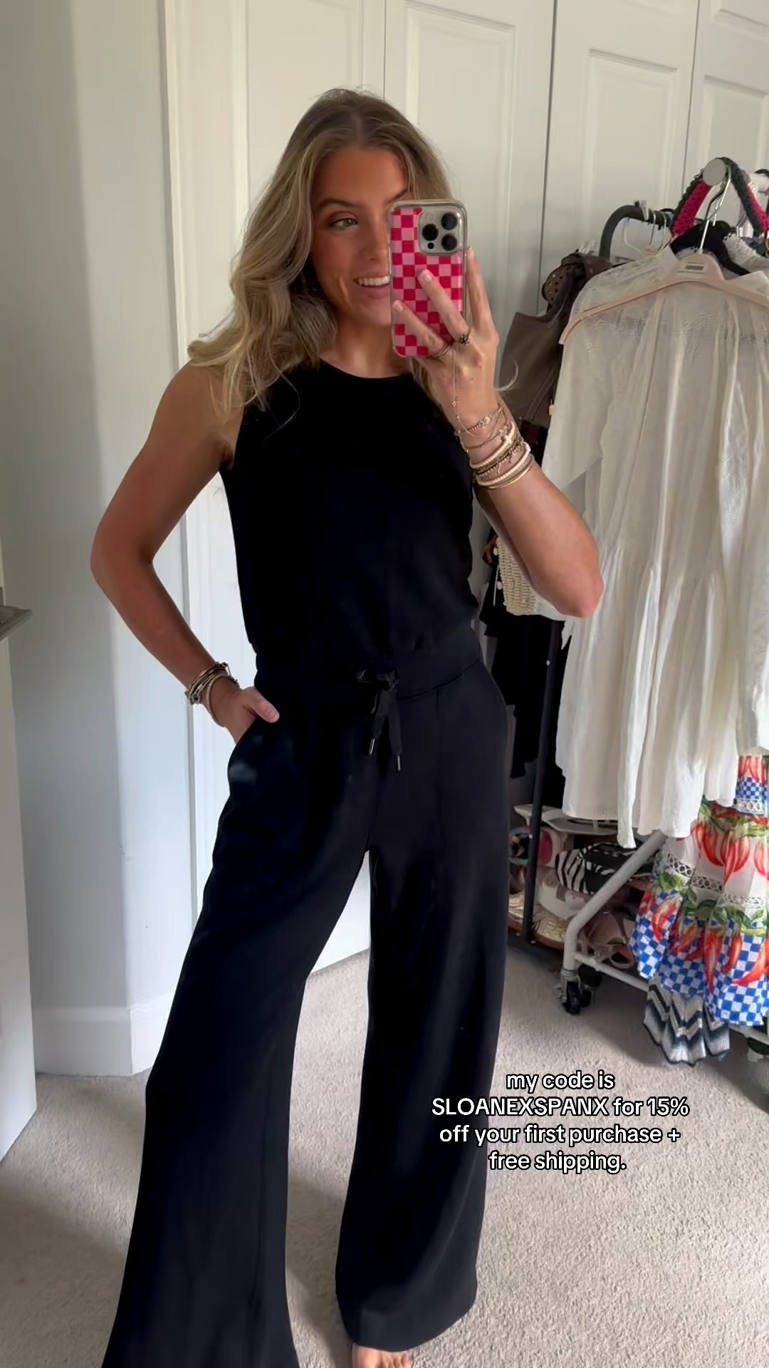#SpanxPartner #ad My code is SLOANEXSPANX for 15% off your first purchase and free shipping. I got new @spanx clothing finds! I’m 5’4 size 25 waist. If you’ve ever tried the Spanx air essentials fabric then you understand the hype. It’s incredibly soft and comfortable. Designed with refined comfort to feel silky against your skin, this throw-on-and-go style will take you anywhere and everywhere

- jumpsuit size XS regular 
- dress size xs 
- quarter zip sweatshirt pullover size small 
- wide leg pants size xs regular 
- shorts size XS 5"
- jumpsuit size xs 

#LTKSaleAlert #LTKStyleTip #LTKSeasonal