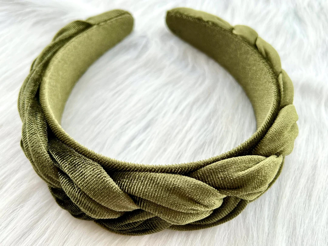 Premium Military Green Braided Hair Band, Velvet Braided Hair Band,vintage Elegant Hair Band, Hea... | Etsy (US)
