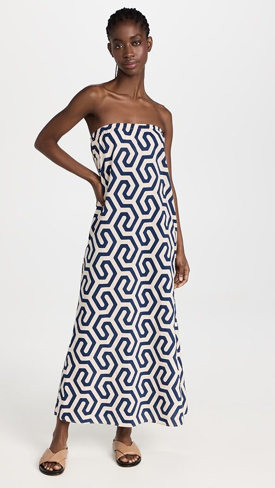 Geometric Print Voile Biased Cut Column Dress | Shopbop