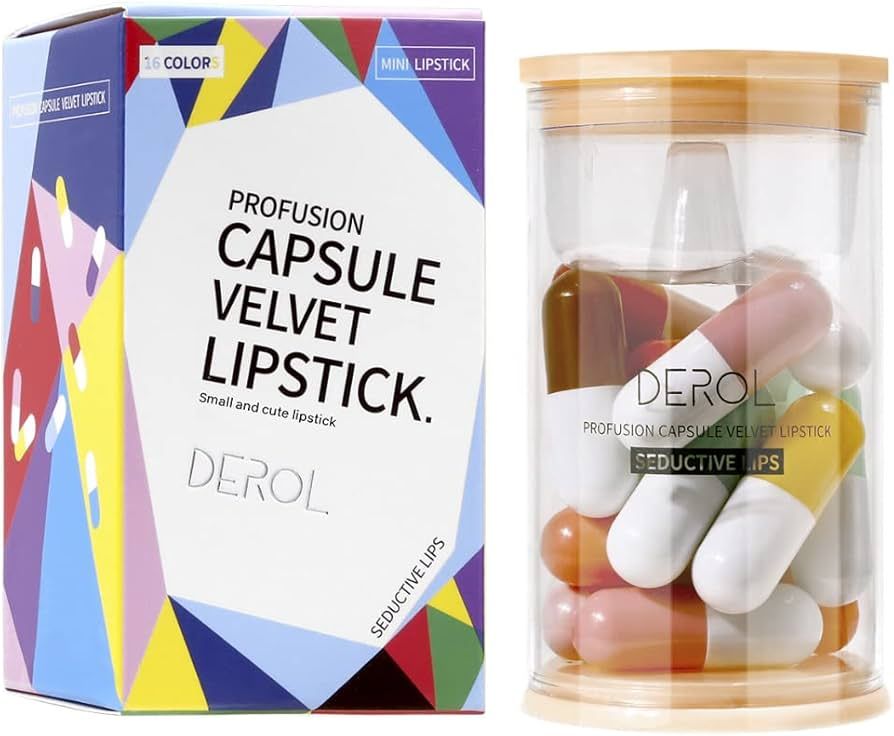 Mini Pill Lipstick Set, 16 Pcs Lovely Long Lasting Matte Capsule Lipstick Set, Portable Colorful ... | Amazon (US)