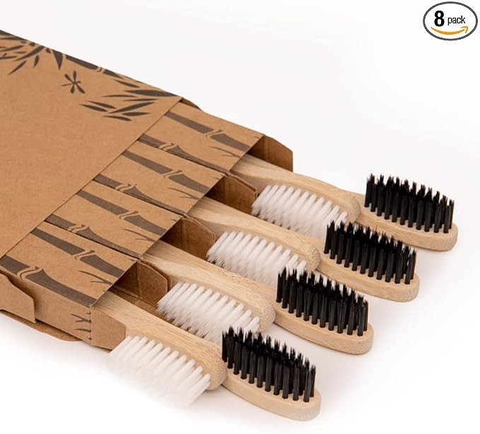 Virgin Forest Bamboo Toothbrushes, 8 Pcs Soft Bristle Eco-Friendly Biodegradable Toothbrushes | Amazon (US)