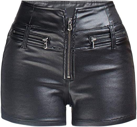 RAMISU Womens Casual Faux Leather Shorts High Waist Stretch Slim Hips Motorcycle Skinny Coated Sh... | Amazon (US)