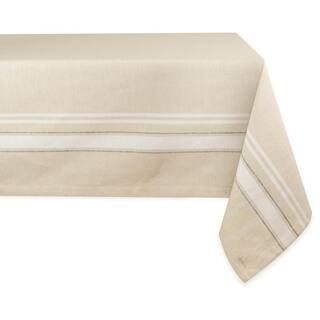 DII Chambray 60 in. x 120 in. Taupe with White French Stripe Cotton Tablecloth CAMZ35989 - The Ho... | The Home Depot