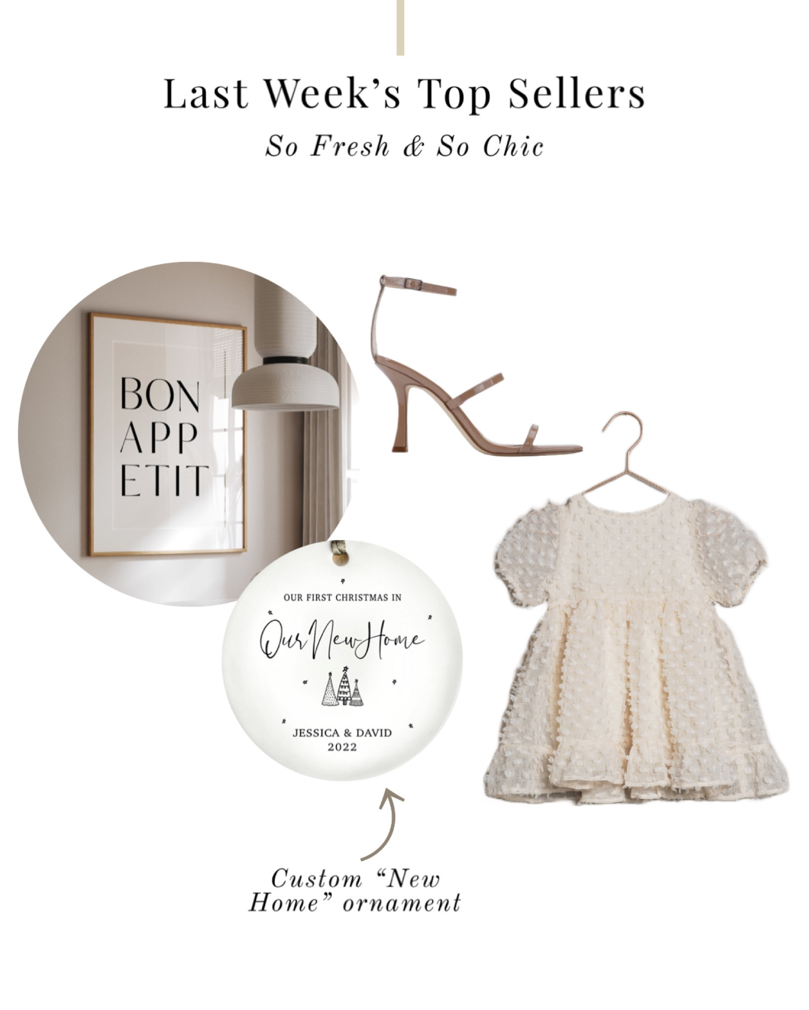 More of last week’s top sellers! 
-
Bon appetite minimalist art - affordable wall art - vintage altered portrait art - girls party dress - personalized Christmas ornament - new home ornament - custom Christmas ornament - black flush mount light - nude strappy heels 

#LTKhome #LTKkids #LTKHoliday