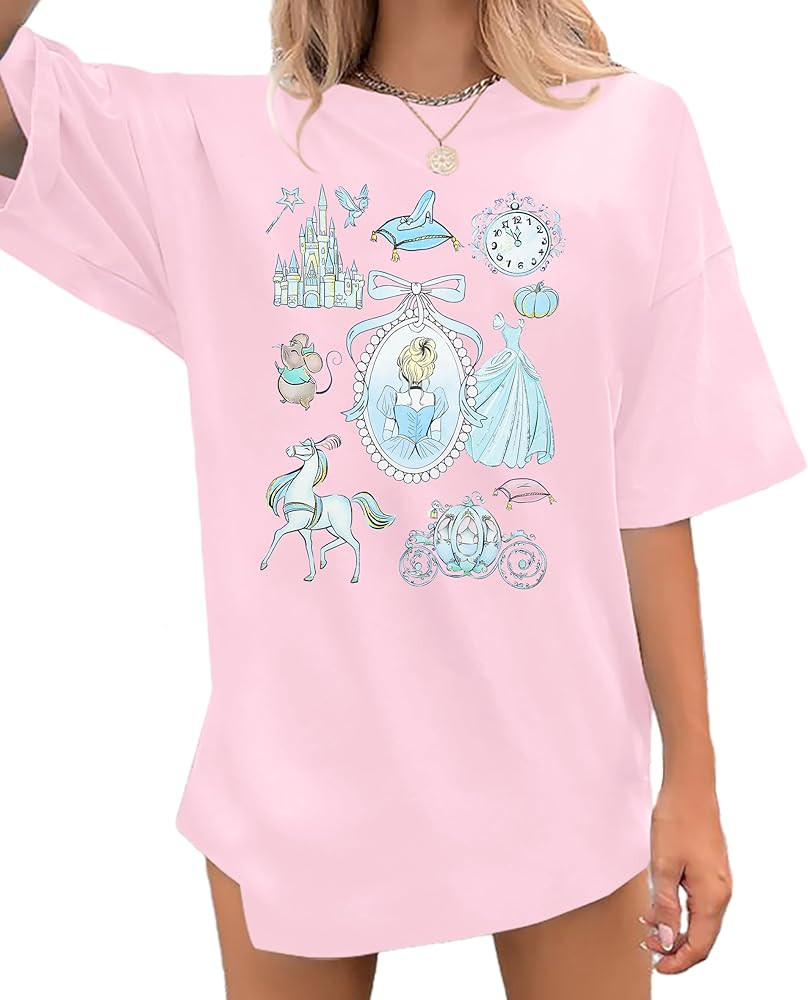 Oversized Magical Shirt Women Princess T-Shirt Magic Kingdom Shirts Family Vacation Castle Tee To... | Amazon (US)