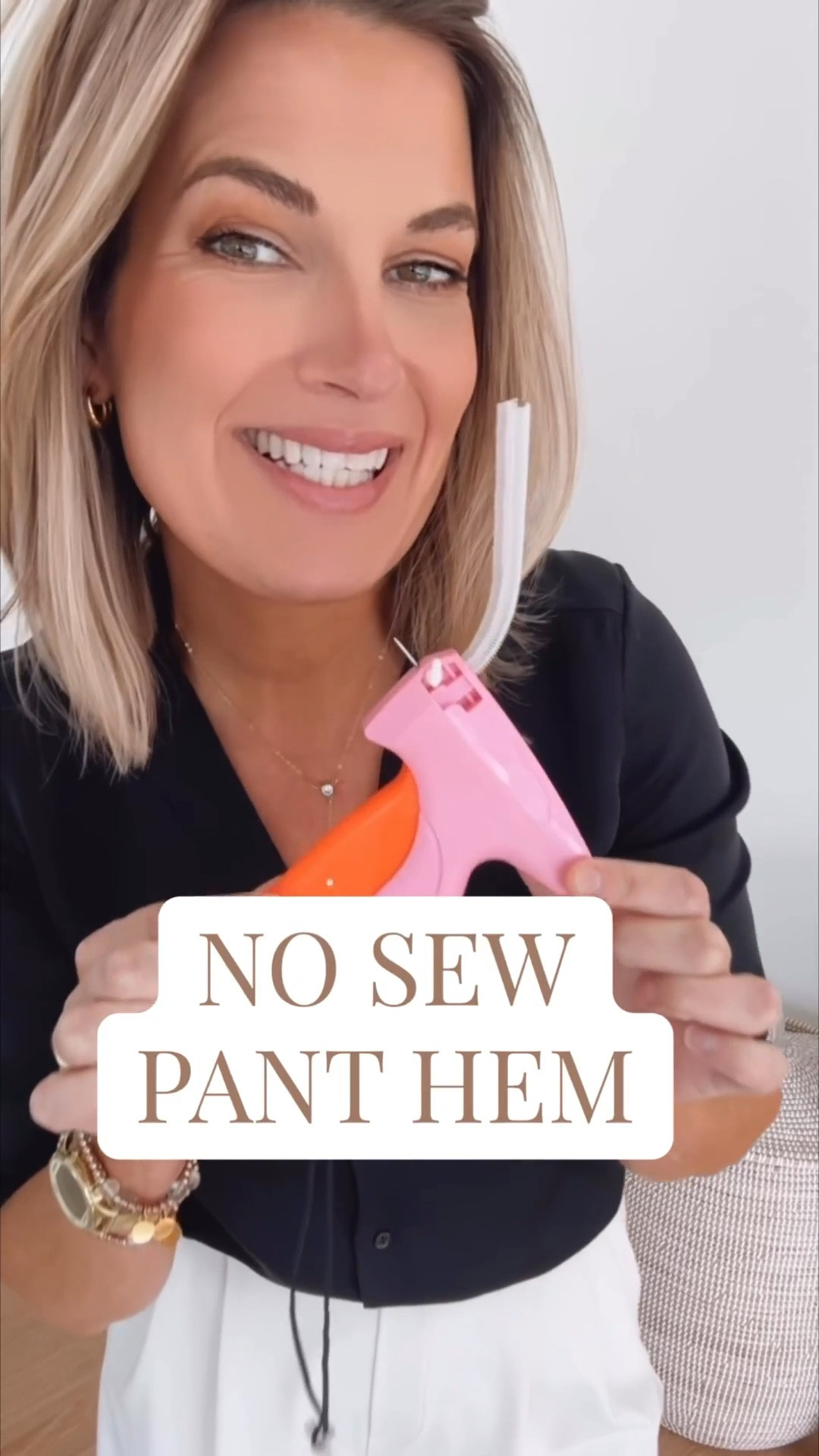 Stitch your pants in minutes without a sewing machine.  I am 5’11” wearing small tall pants and small shirt.  

#LTKOver40 #LTKTall #LTKWorkwear