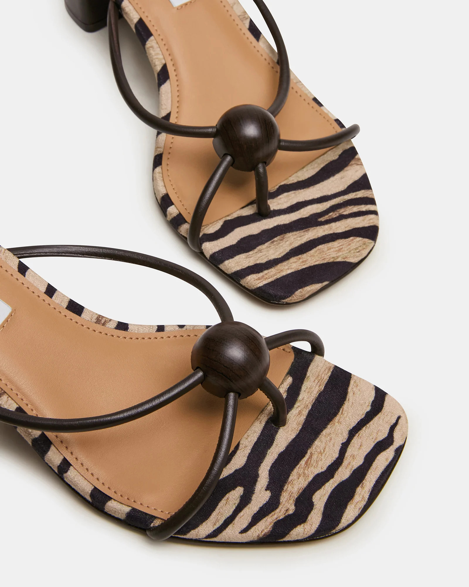 RAQUELLE Brown Multi Strappy Bead Thong Women's Block Heel | Steve Madden (US)