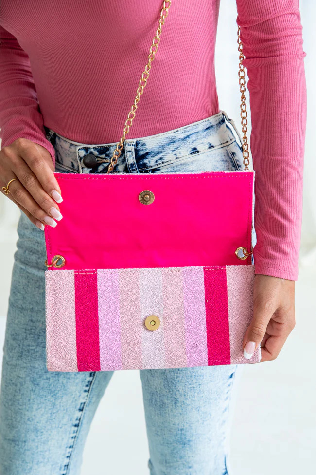 On A Break Multicolor Striped Beaded Purse | Pink Lily
