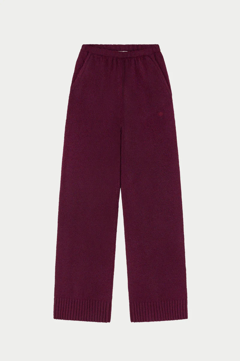 EMBLEM EMBROIDERED KNIT JOGGERS - PLUM | The Couture Club