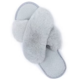 RockDove Women's Adeline Cross-Band Faux Fur Slide Slipper | Target