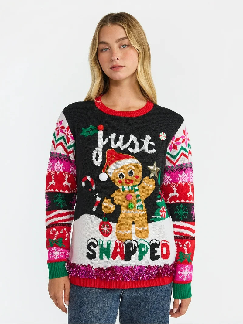 No Boundaries Christmas Sweater, Lightweight, Women's | Walmart (US)
