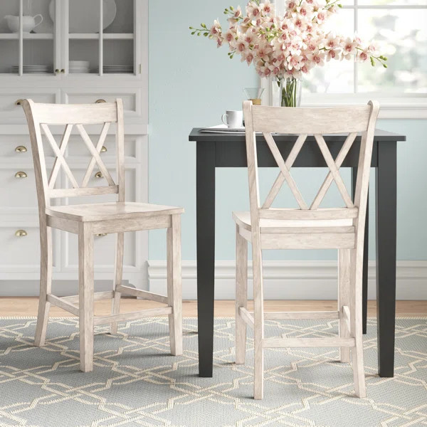 Stroupe Solid Wood Counter/Bar Stool (Set of 2) | Wayfair North America