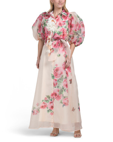 Puff Sleeve Floral Maxi Dress | TJ Maxx