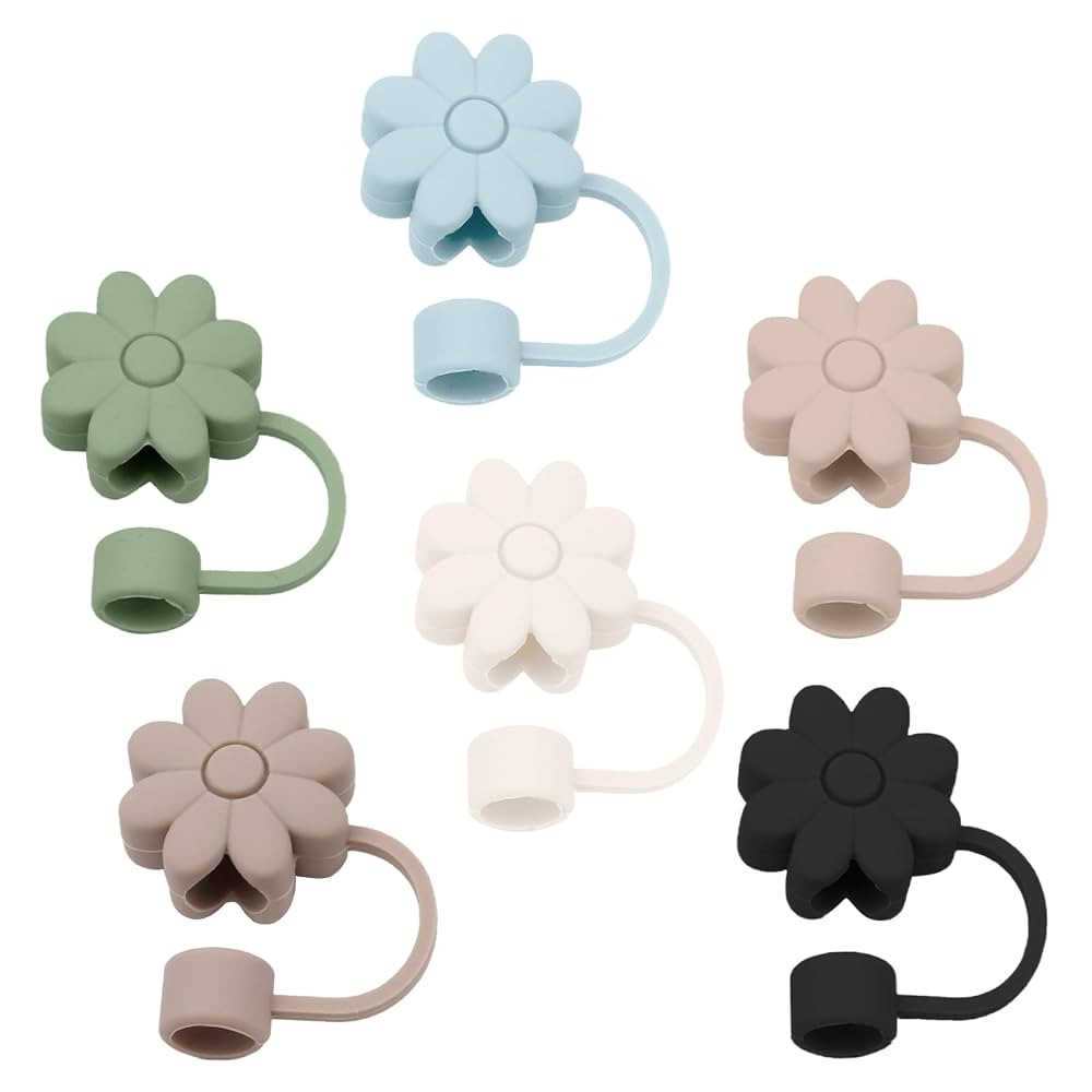 6PCS Silicone Straw Covers Toppers for Stanley Cups 30&40 Oz Tumbler Accessories Flower Straw Cap... | Amazon (US)