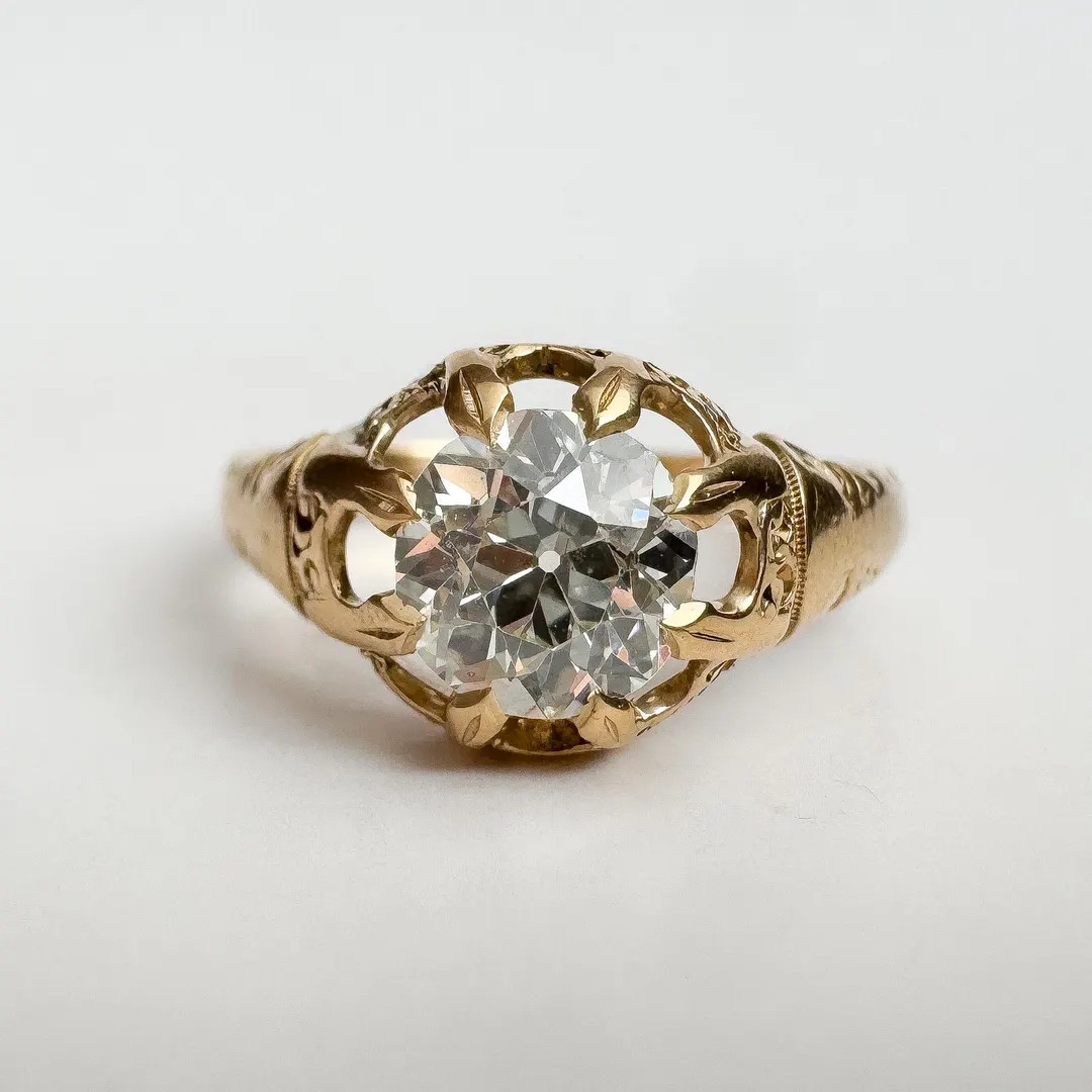 Antique Victorian 18K Yellow Gold Old European Cut Diamond Engagement Ring – Size 6 US | Etsy (US)