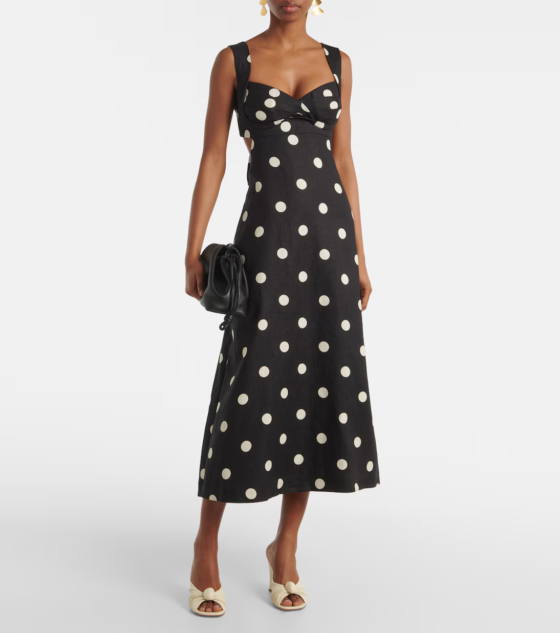 Crush polka-dot linen midi dress | Mytheresa (UK)