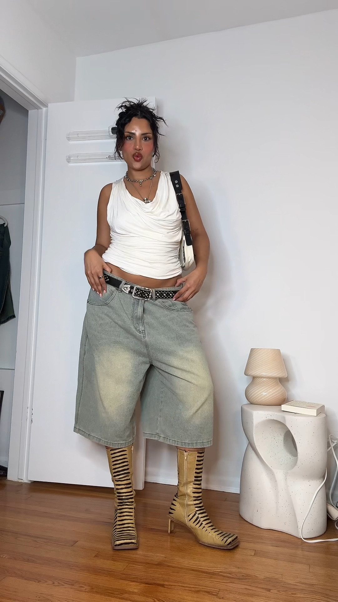 cutie little spring / summer outfit, with my favorite shoes ever! 
shirt + bag are thrifted but will try to link similar. 
jorts are from jaded London size W34 (but too big for me) 

#LTKstyletip #LTKfindsunder100 #LTKmidsize