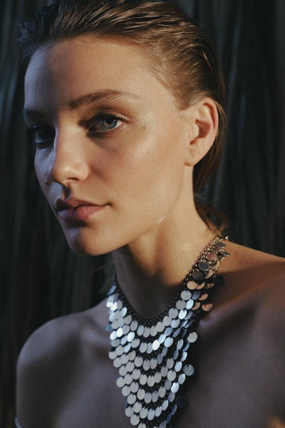 METAL PLATE BIB NECKLACE | Zara UK