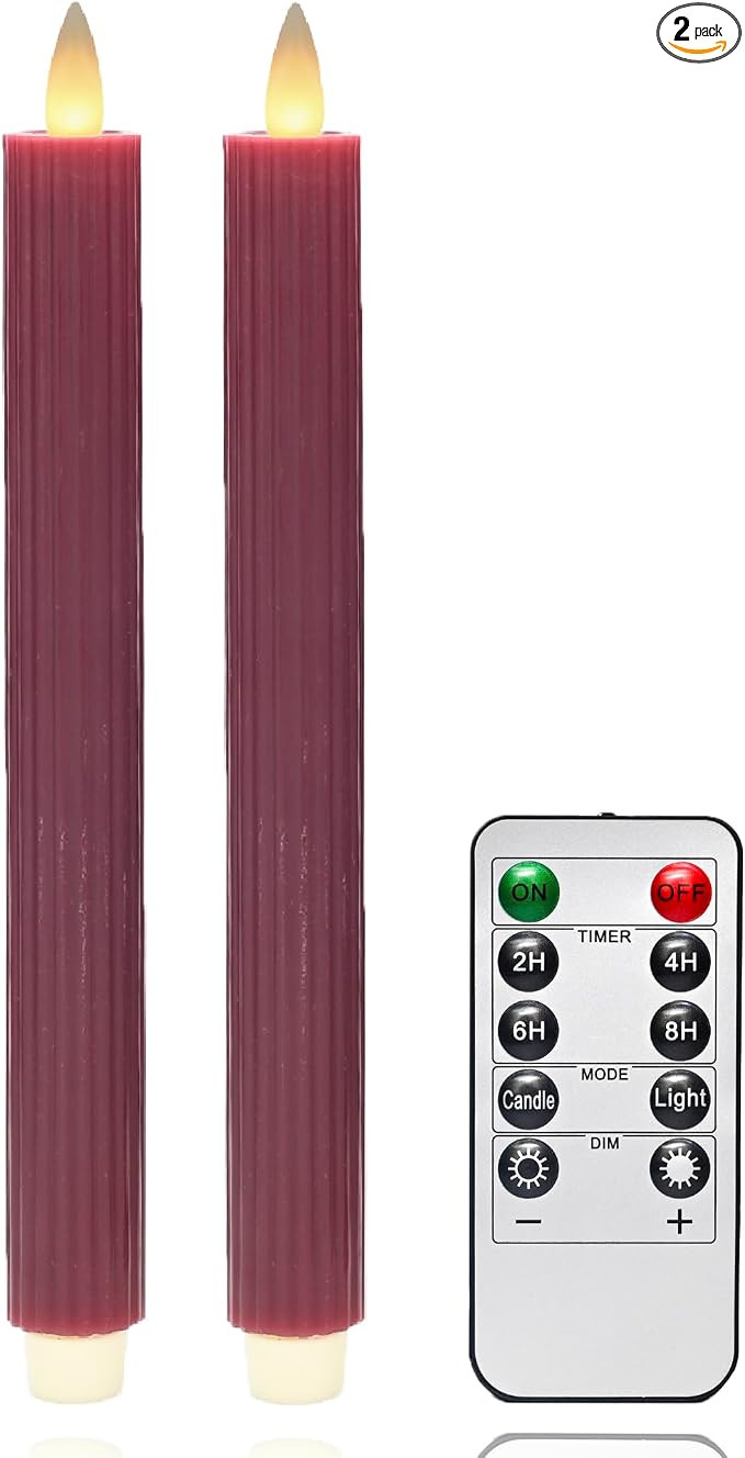 CozierGlow Flameless Vertical Stripes Taper Candles Flickering with Remote and Timer, 3D Moving F... | Amazon (US)