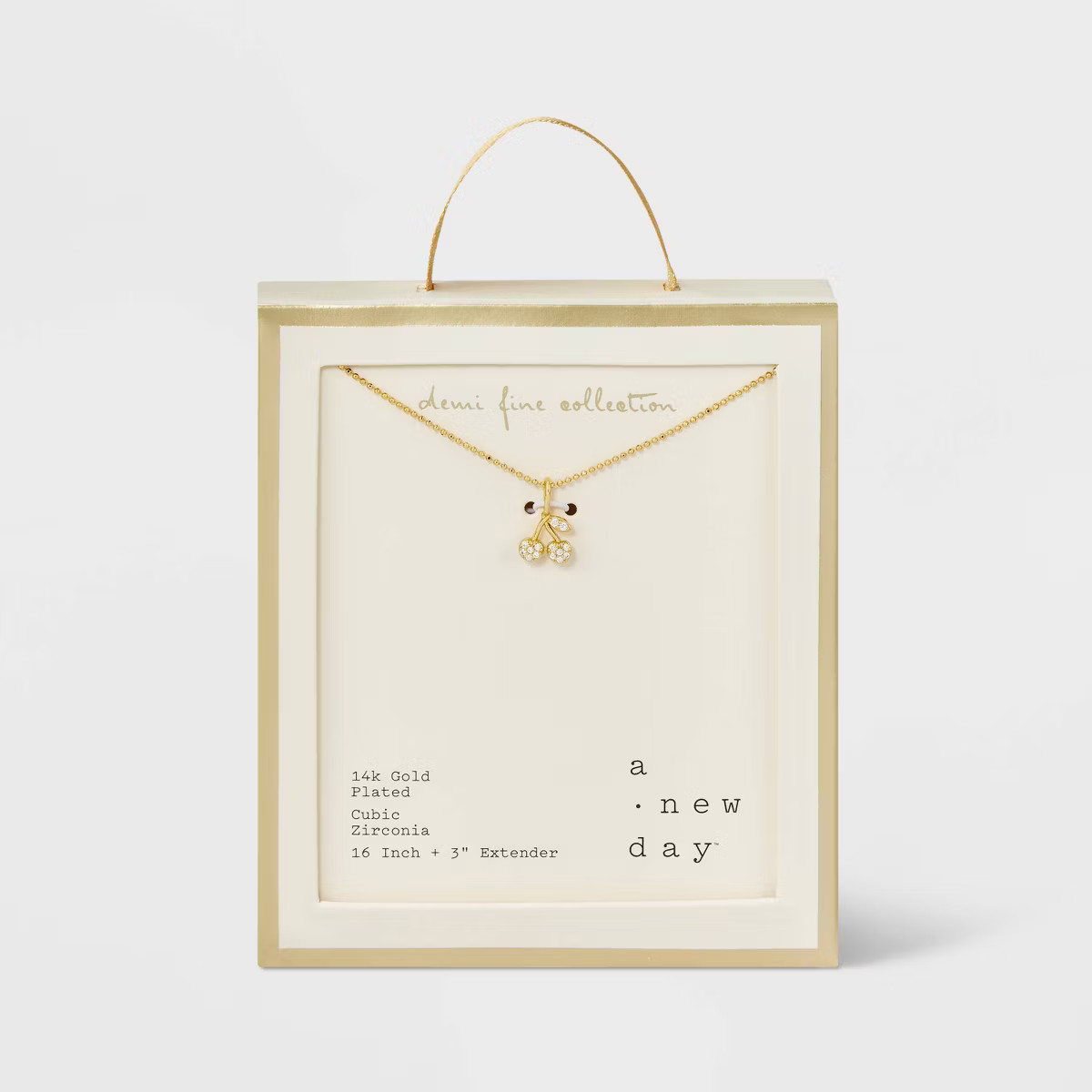 Cubic Zirconia 14k Gold Plated Pave Necklace with Extender - A New Day™ | Target