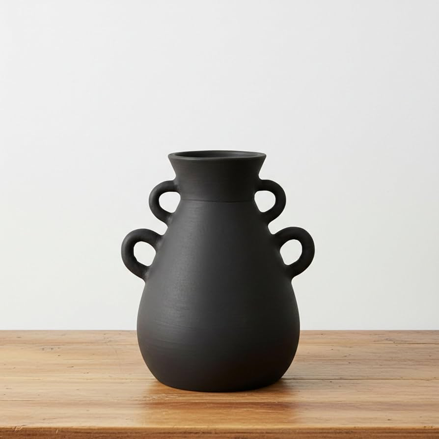 Decorative Terracotta Vase with Handles for Living Room Decor - Boho Flower Vase for House, Bedro... | Amazon (US)