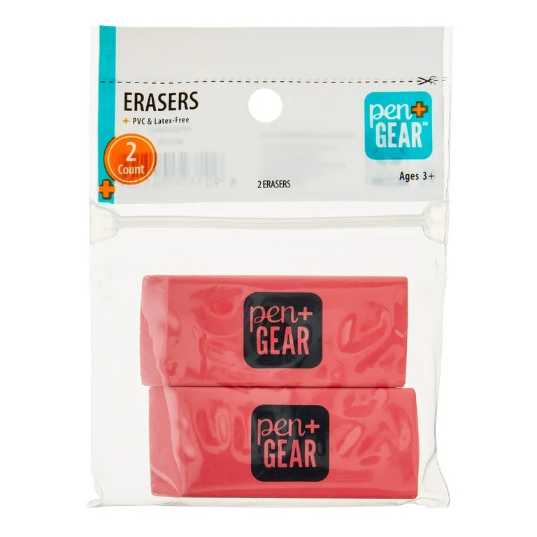 Pen+Gear Pink Block Erasers, 2 Count | Walmart (US)
