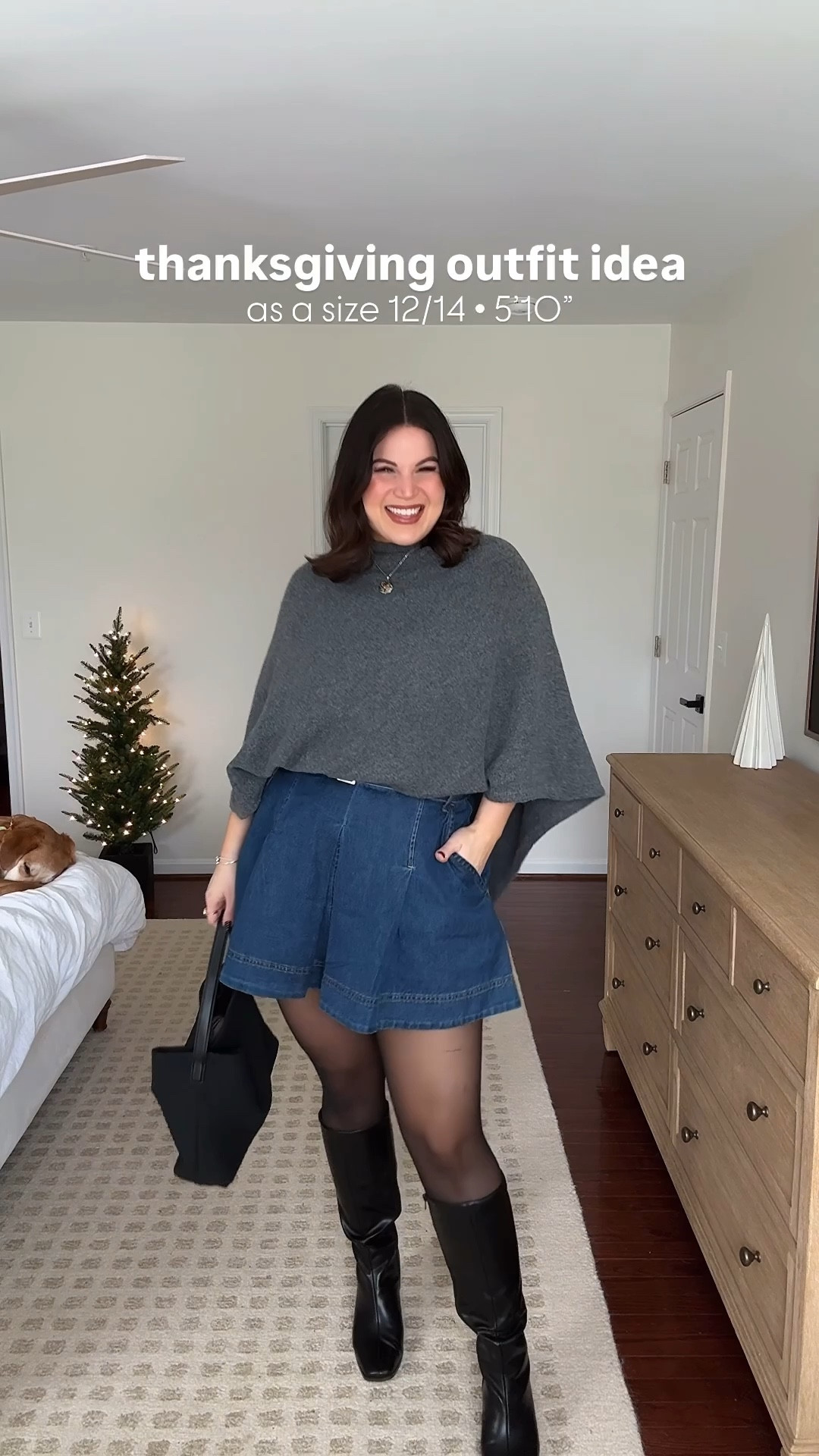 Midsize thanksgiving outfit from Walmart! I LOVE that ponchos are sooo in right now + this one from Walmart is not only so cute, the quality is so nice for being under $25! I like it so much I may or may not have it in another color, please let me know if you want me to style that as well! 

Skirt - 12
Poncho - l/xl
Tights - xl
Boots - 10 

#LTKTall #LTKMidsize #LTKHoliday