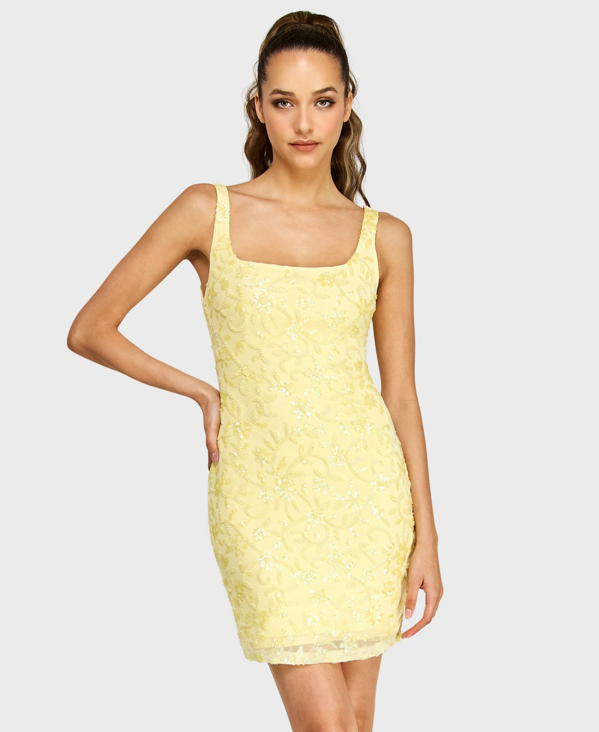 Alex & Sophia Women's Square Neck Mini Dress - LT/PAS YEL | Macy's