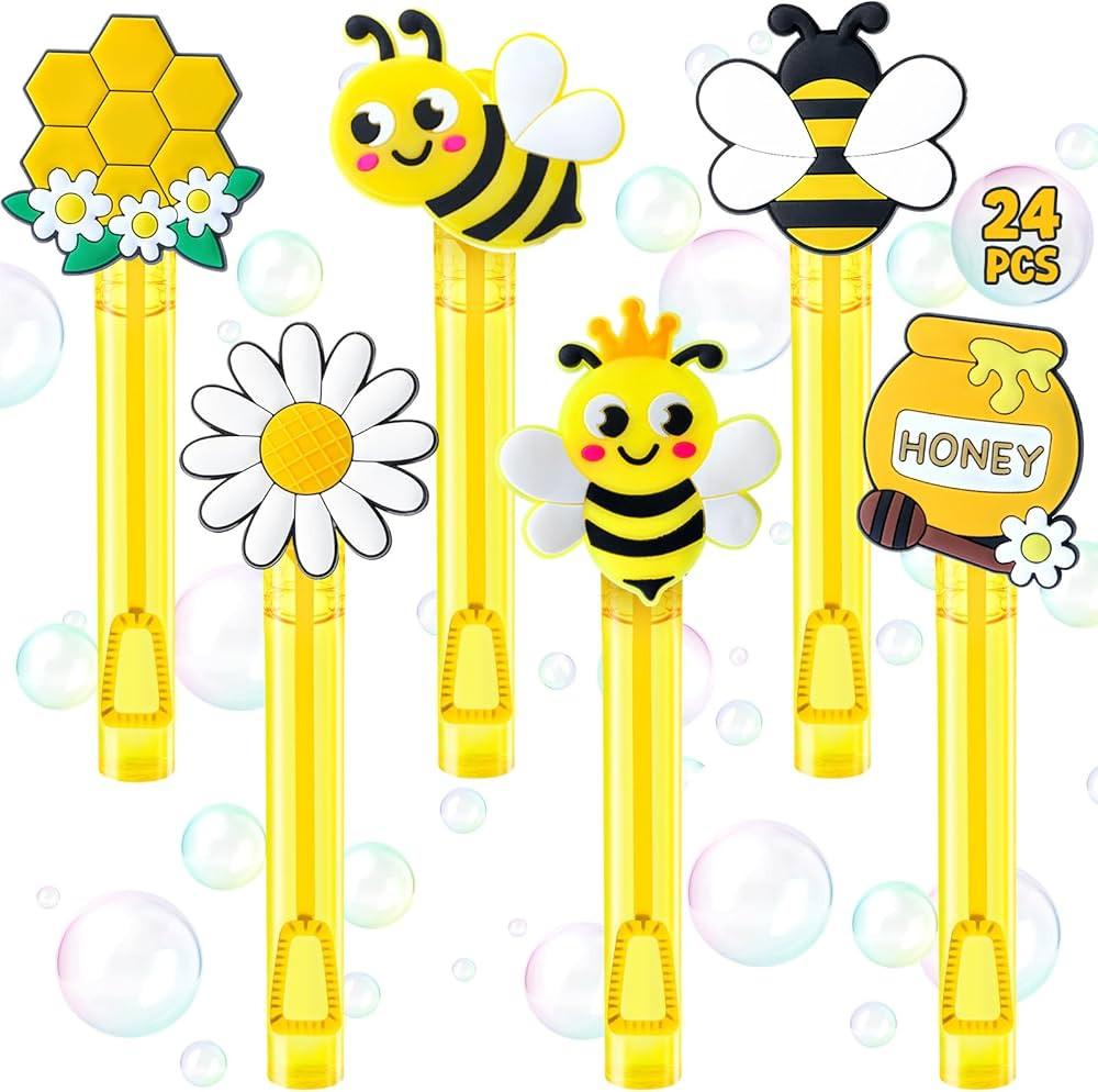 Winrayk Bee Party Favors, 24Pcs Bee Themed Mini Bubble Wands for Kids Bubbles Bulk with Detachabl... | Amazon (US)